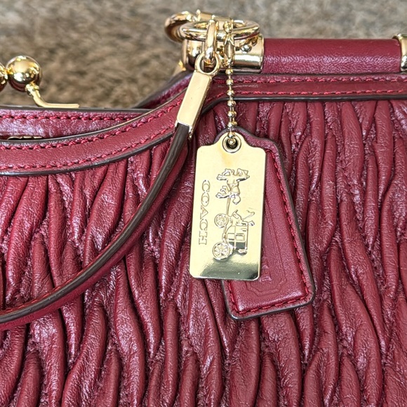 Coach Madison Satchel Bag Gathered Leather Brick Red - Picture 4 of 15